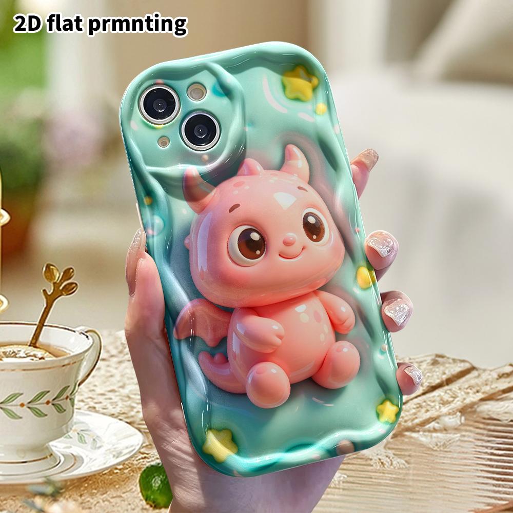 Phone case: 2D flat design suitable for iPhone 18 17 16 15 14 13 Pro protective case, pink little dinosaur, perfect Christmas and Halloween holiday gi