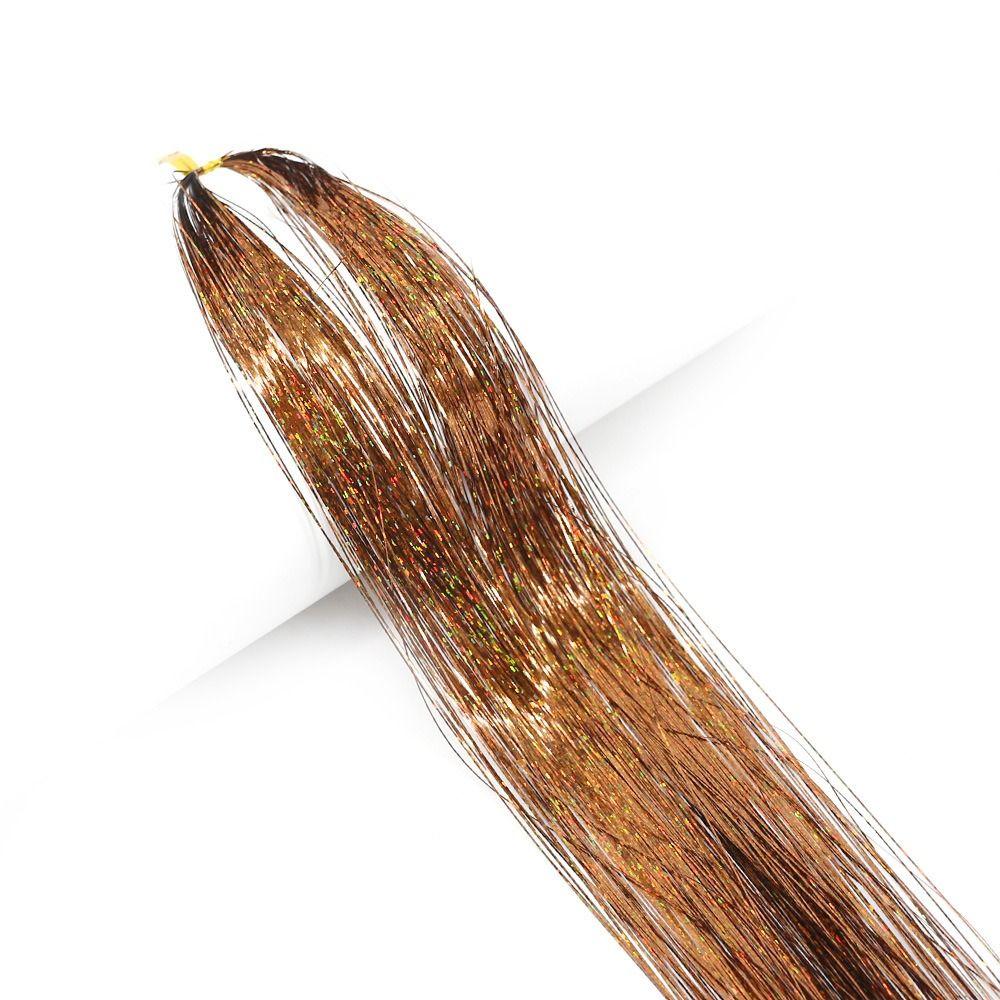 Блестящий шелковый парик с мишурой, праздничный головной убор, длинный прямой блестящий хвост, декор из блестящих полосок