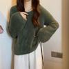 Winter Women's Clothing Knitted Sweater Soft Sticky V-neck Pullover Top Long Sleeve O Neck Loose Mink Fur Pullovers