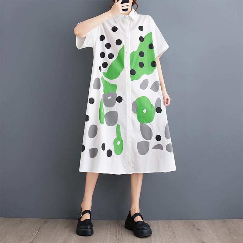 DIMANAF 2025 Plus Size Women Summer Dress Lady Long Dress Printing Style Loose Vintage Maxi Cotton Basic Dress