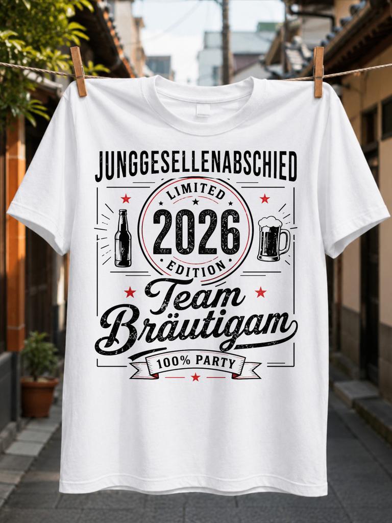 And Red Junggesellenabschied 2026 Team Brautigam 100 Party With Beer Bottle And Unisex All Unisex All TShirt