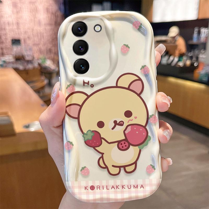 Чехол-накладка R-Rilakkuma в горошек для Samsung Galaxy S25 S24 S23 S22 S21 Ultra Plus S20 FE A73 A72 A71 A56 A55 A54 5G A52 A52S 4G