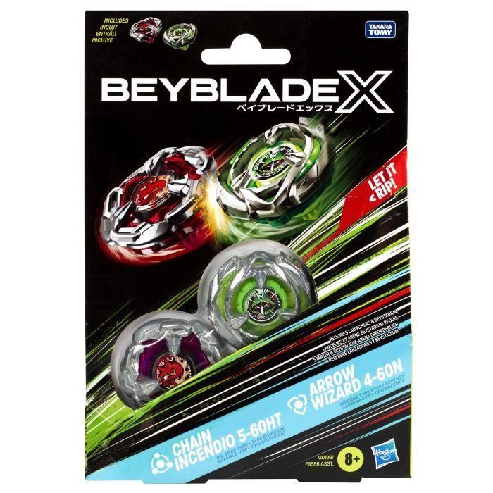 Beyblade X Dual Chain Incendio 5-60HT Et Arrow Wizard 4-60N, Pack De Toupies Détachables, Dès 8 Ans