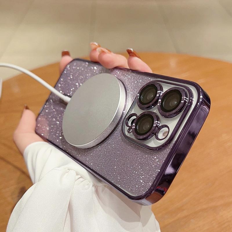 Прозрачный блестящий магнитный чехол для iPhone 15 14 Plus 13 Pro Max 12 11, противоударный роскошный чехол ярких цветов