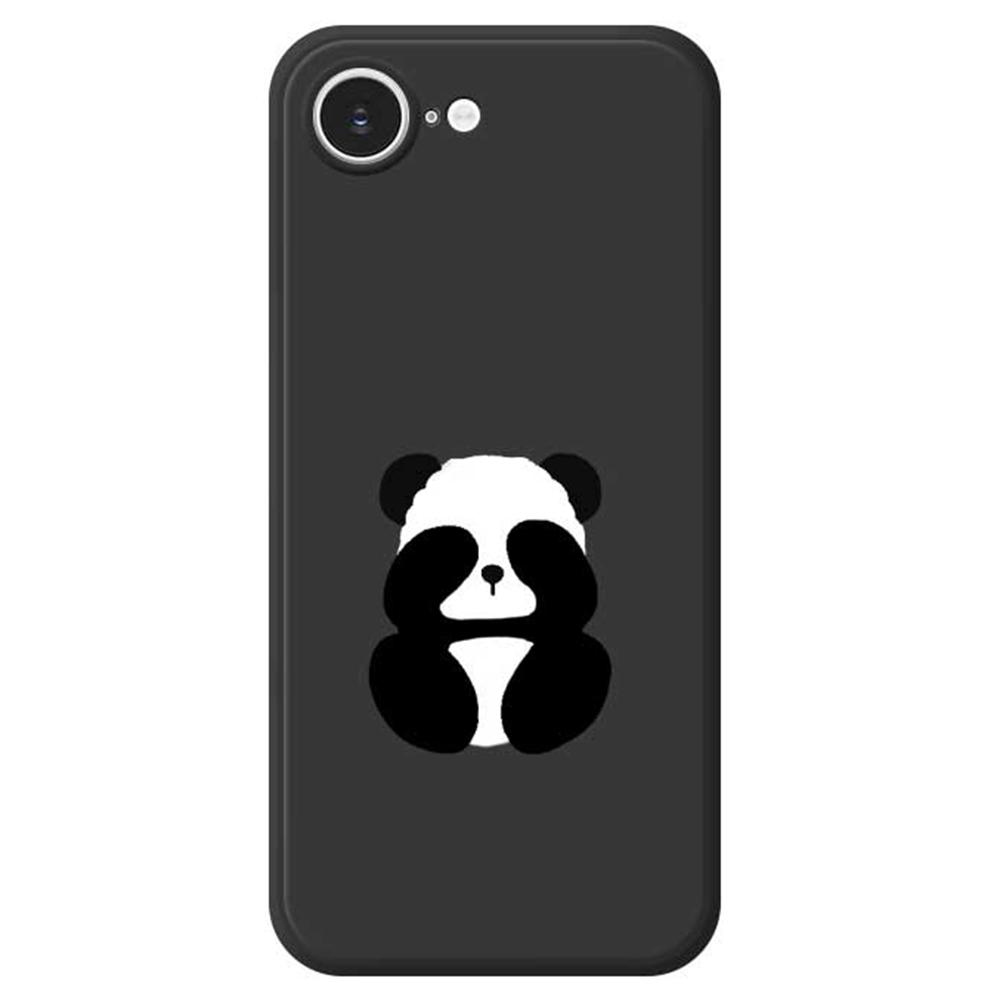 For iPhone 16e Case Blindfolded Panda Pattern Printing Straight Edge TPU Phone Back Cover