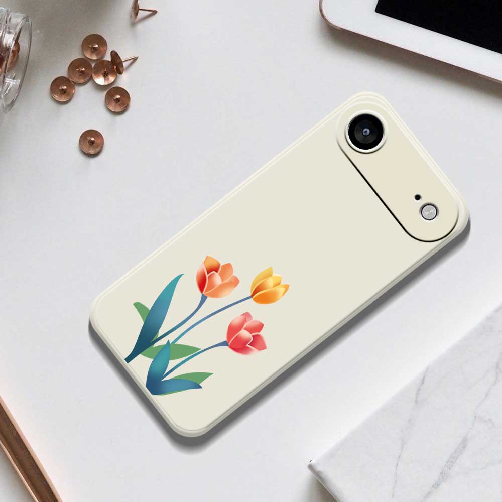 For iPhone 17 Air Case Three Flowers Pattern Printing Straight Edge TPU Phone Back Cover