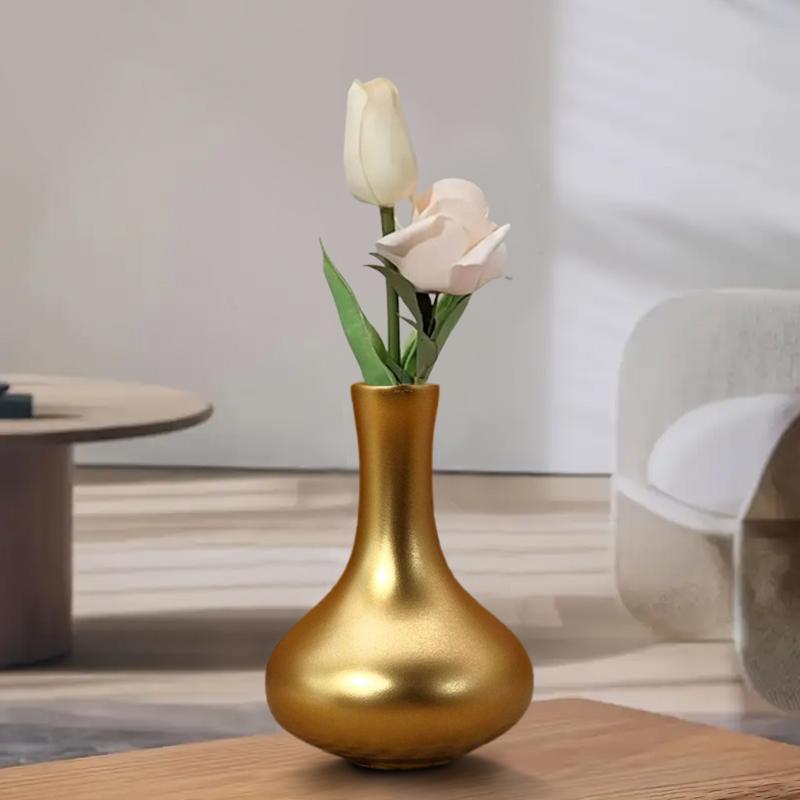 1PC Golden Resin Vase Light Luxury Cabinet Flower Vase Nordic Modern Flower Arrangement Pot Living Room Office Decoration