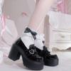 Мода 2025 Новые Женские Туфли Лолита Готические Массивные Высокие Каблуки Мэри Джейн Маленькие Кожаные Туфли Женская Мода Универсальные Повседневные Лоферы Бренд