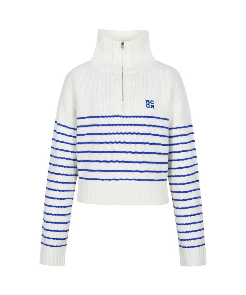 BORN CHAMPS Bcg Striped Half Zip Knit Bg22Ft16Iv