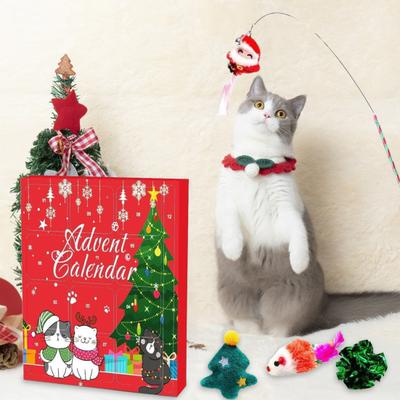 Кошачий Адвент-календарь Кошки Интерактивные Игрушки для Игры Рождественский Календарь Обратного Отсчета с Ассортиментом