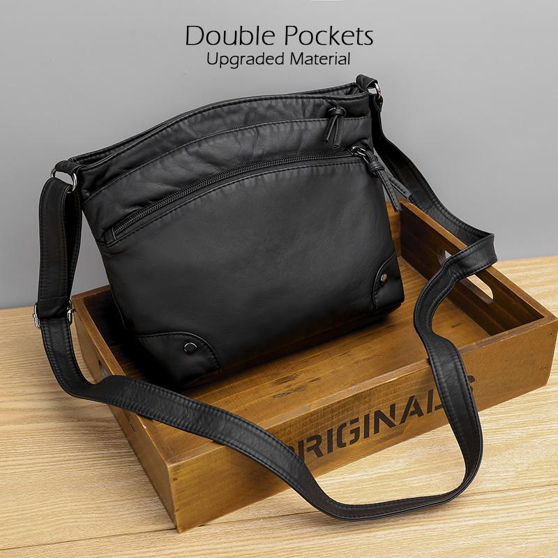 New Soft PU Leather Shoulder Bag Women Retro Messenger Bag Casual Multi-zipper Female Crossbody Bag Large Capacity Daily Handbag Satchel