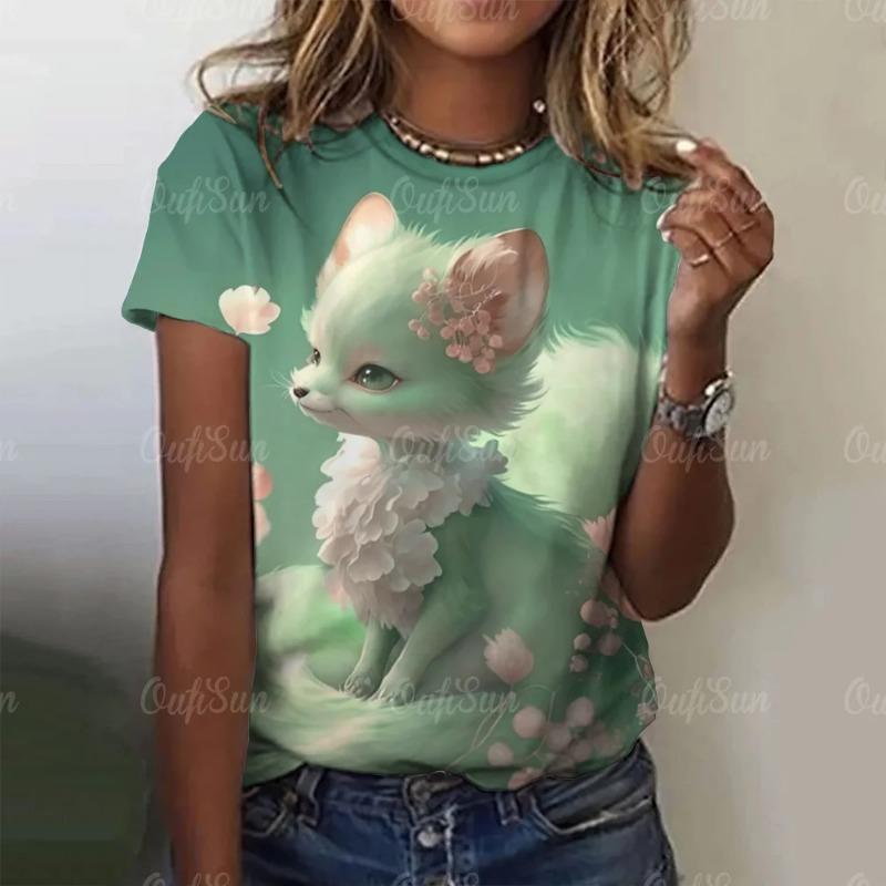 Летние женские футболки с рисунком из мультфильмов, повседневные футболки с короткими рукавами и 3D-драконом для женщин, одежда, свободный уличный топ