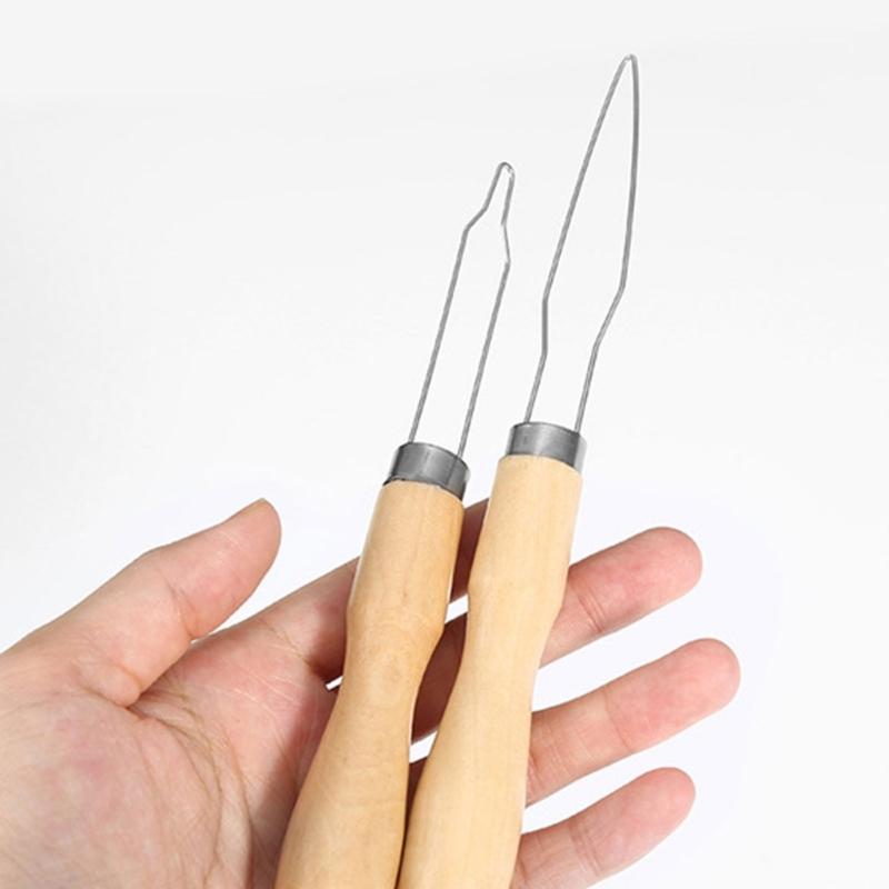 Крючок для пуговиц Деревянная ручка Проволочная петля Протягивающие приспособления Помощник для пуговиц Устройство для помощи при застегивании Одевание Вспомогательное устройство Инструмент