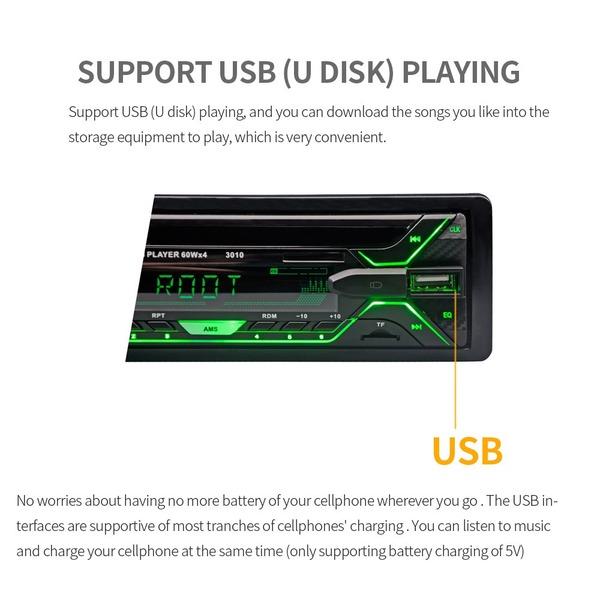 Автомобильный радиоприемник, стереоплеер 3010, авторадио, дополнительный входной приемник, 1din, Bluetooth, стереорадио, MP3, мультимедийный плеер, поддержка FM/WMA/USB