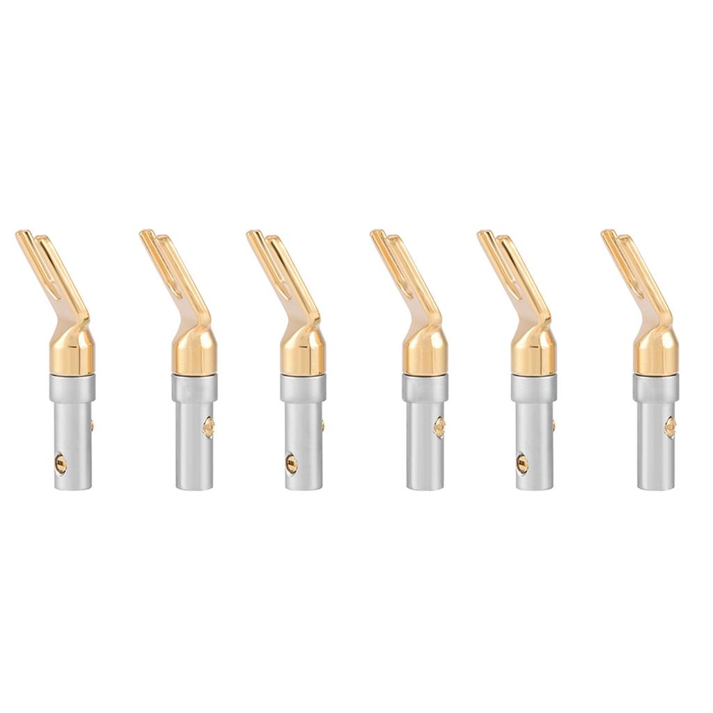 6 Pcs Gold Plated 4mm Banana U Fork Y Spade Plug Speaker Wire Connector Screw Type Solder Free