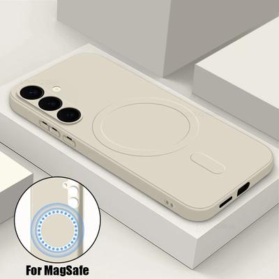 Для Magsafe Жидкий силиконовый чехол Для Samsung Galaxy S25 Ultra S24Plus S23 S22 S21 A55 A35 A16 A36 Магнитная беспроводная зарядка Чехол