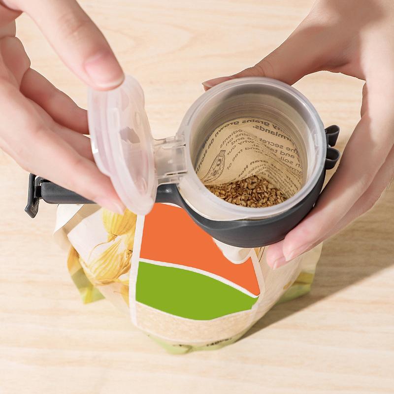 1Pcs Food Storage Bag Sealing Clips Plastic Cap Sealer Clip With Pour Spouts Snack Candy Storage Fresh Clamp Kitchen Organizer