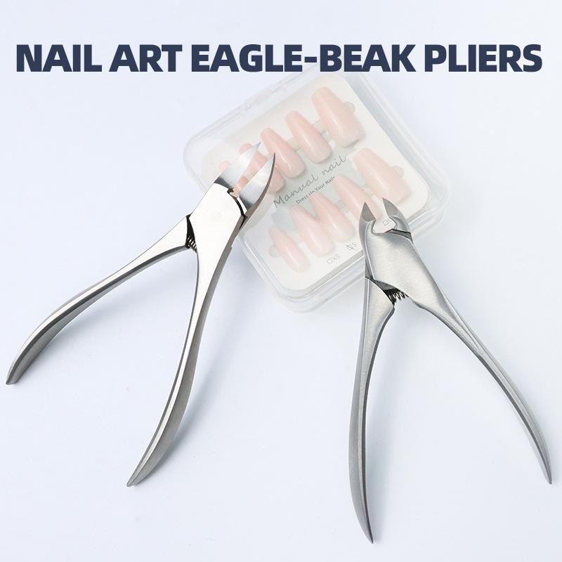Stainless Steel Eagle Beak Toenail Clipper for Paronychia - Gray, Buffalo Horn Handle, Single Cut Pliers for Thick & Ingrown Nails