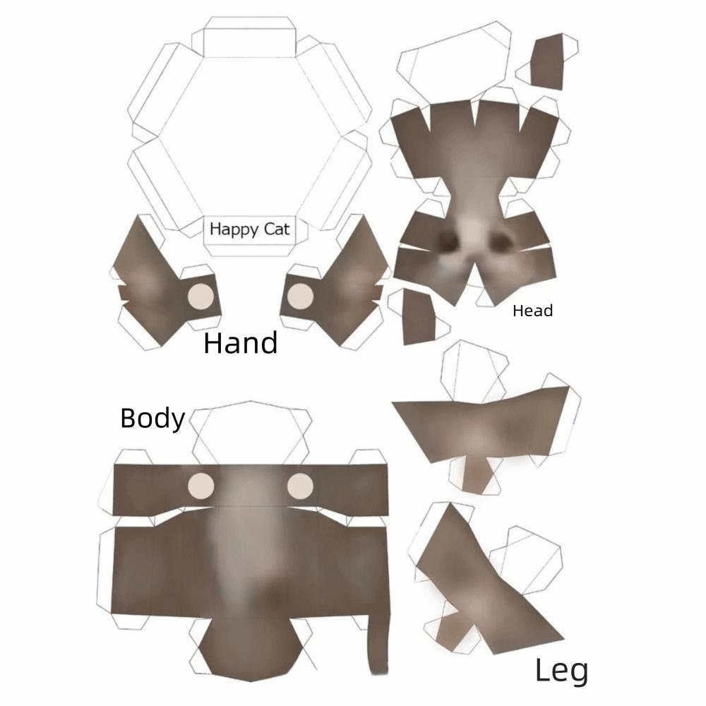 Home Decoration Cat Paper Model Rotating Cat Kitten Paper Model 3D Folding Paper Cat DIY Paper