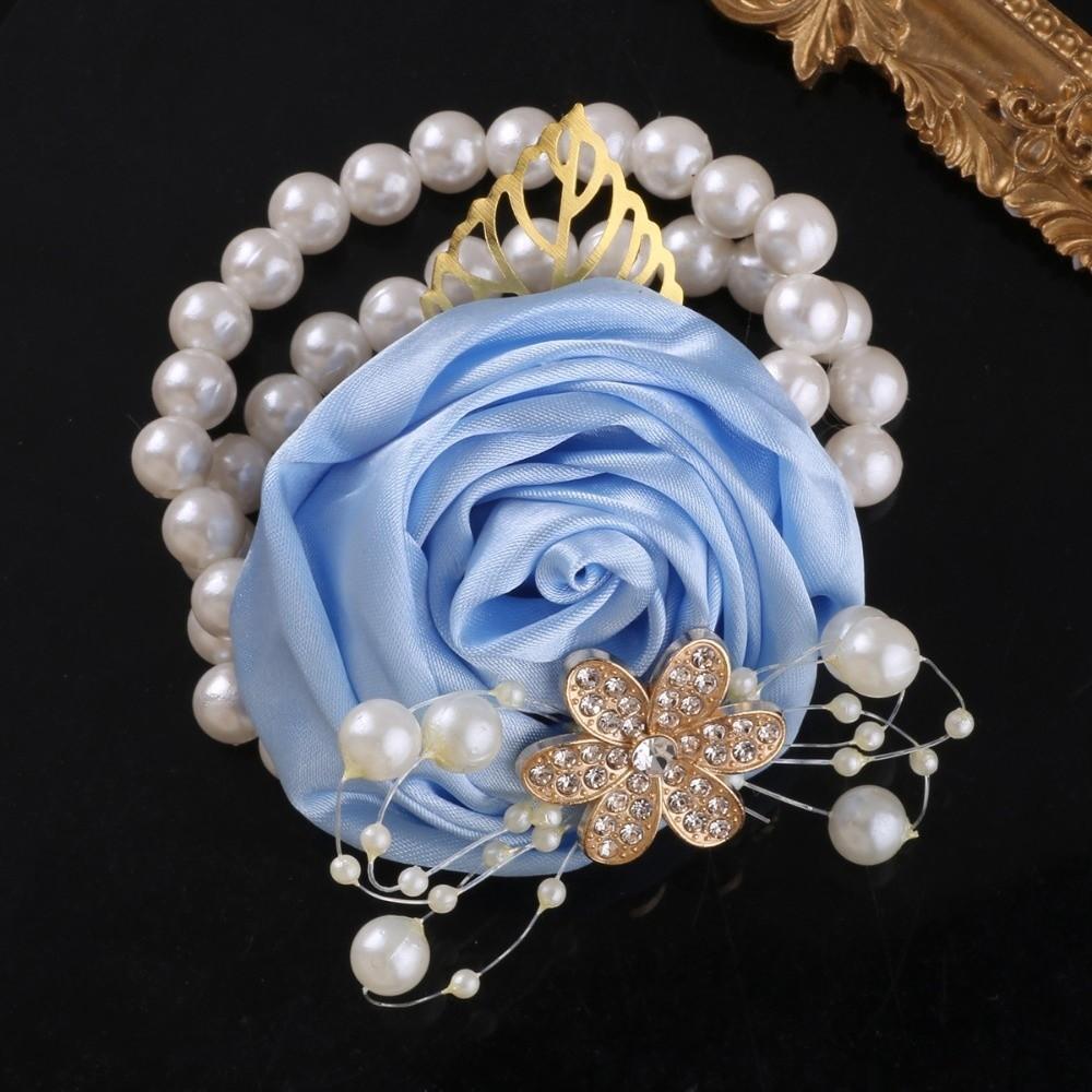 Artificial Rose Bridesmaid Wrist Flowers Ribbon Wedding Flower Bracelet Wedding Party