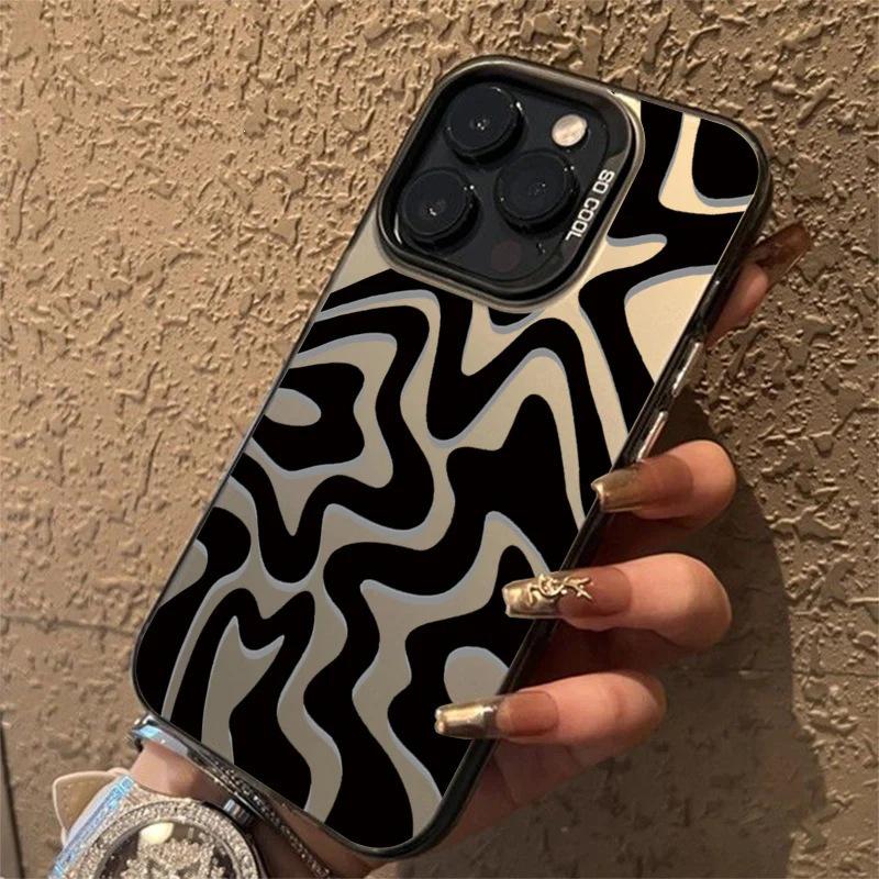 Креативный серебристый чехол в полоску для iPhone 14/13/11 Pro Max - Матовый защитный дизайн