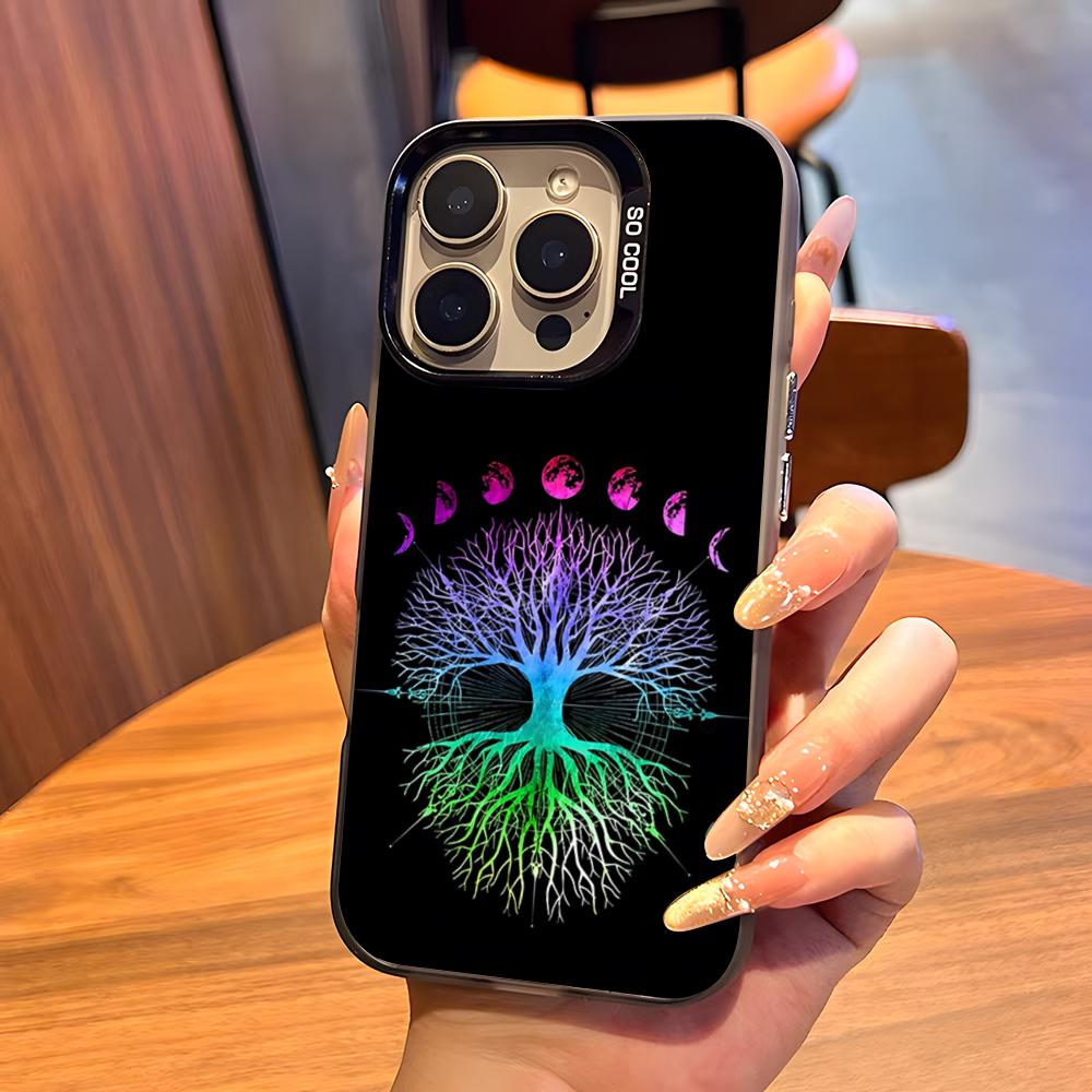 World Life Tree Phone Case For IPhone17 Air 16 15 14 Plus 13 12 11 Pro 7 8 XS Max XR Silver Black Bumper Case