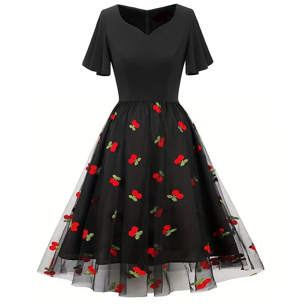 Женские солнцезащитные платья, сетчатое пушистое платье-миди с вышивкой в стиле ретро, дворцовый стиль, повседневная верхняя одежда для праздника и вечеринки