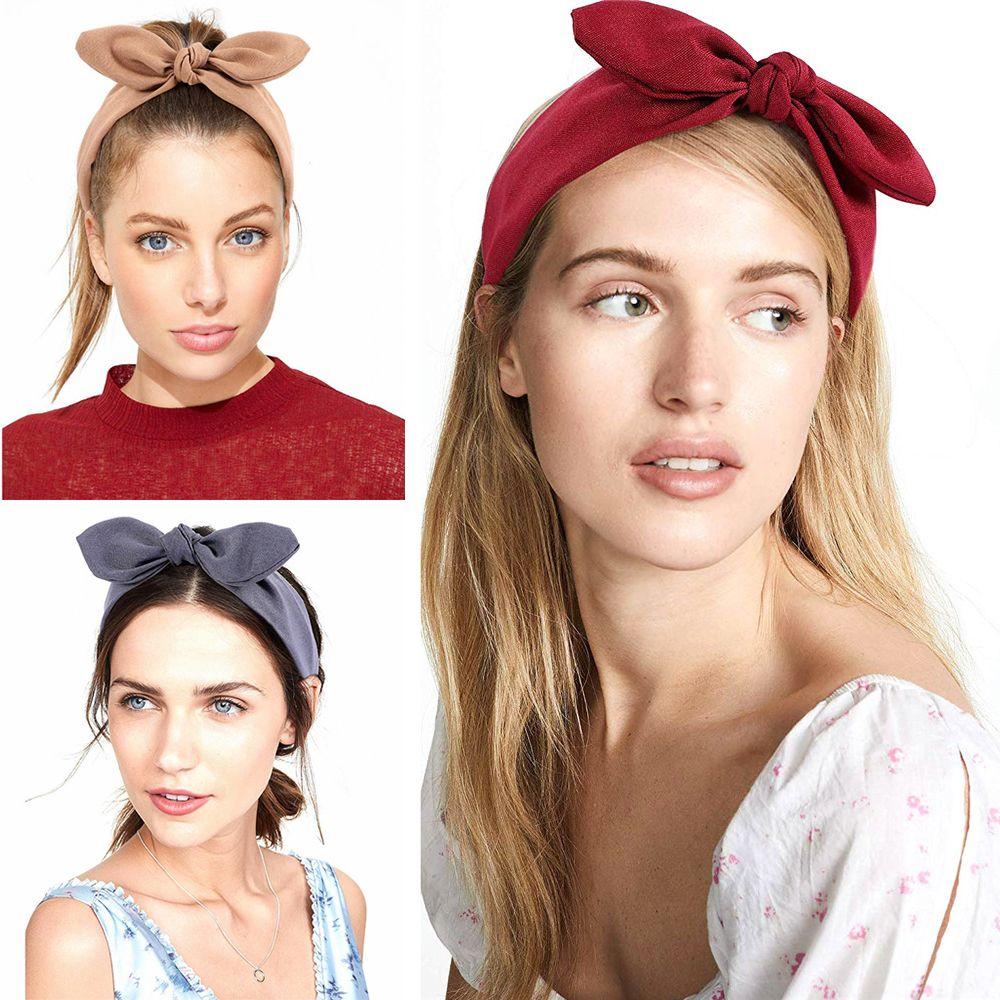 Аксессуары для волос Эластичные Однотонные Бант Повязка на голову Заячьи ушки Повязка для волос Тюрбан