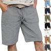 Summer Cotton Linen Breathable Patch Bag Solid Color Drawstring Straight Barrel Outdoor Daily Men's Shorts