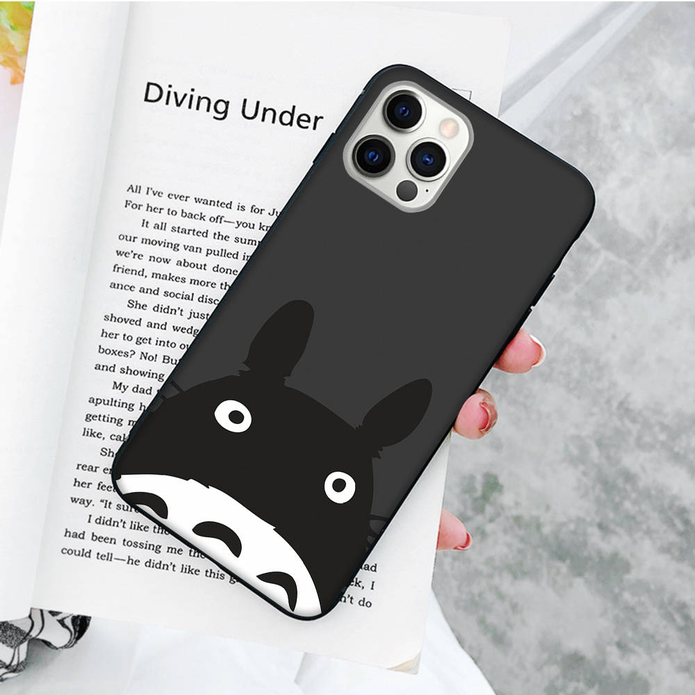 JW56 Cute Totoro Anime Black Soft Case for OPPO Reno 8 6 5 4 Pro Plus Find X3 A17 A3 A31 A38 A40 A53 A54 A55 A74 A76 A78 A77 A80 A94 A95 A96 Lite