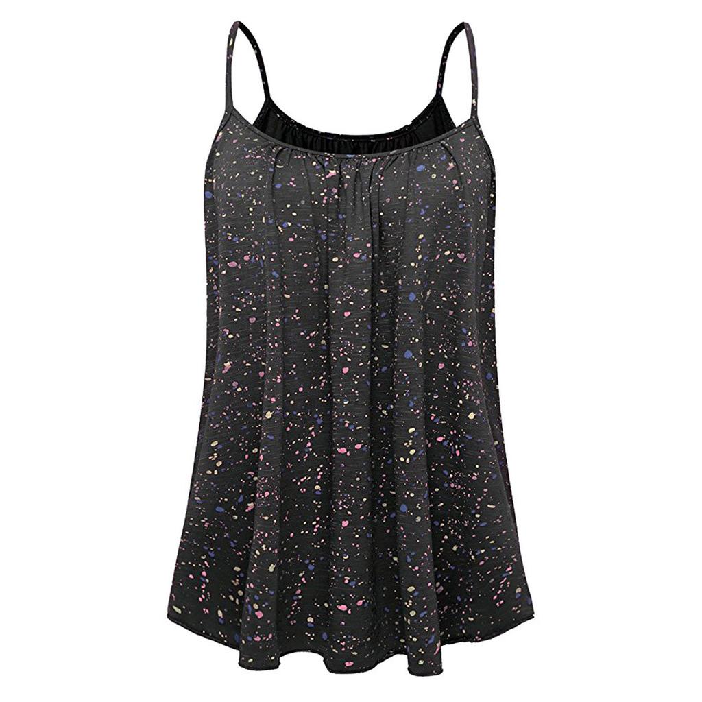 Women's Fashion Casual Vest Sleeveless Bohemian Print Loose Tank Large Top