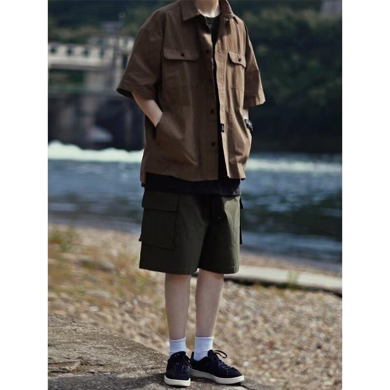 Ретро рубашка мужская летняя одежда в стиле Гонконга, студенческая свободная и нишевая модель, забавный новый мужской топ для ношения на открытом воздухе