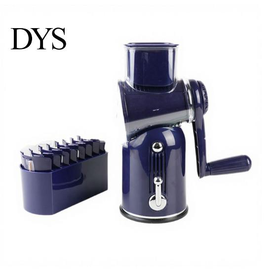Stainless Steel Vegetable Slicer Manual Shredder, with Stable Suction Cup Base Design, 5 Removable Chopper Replaceable Blades Kitchen Chopper,