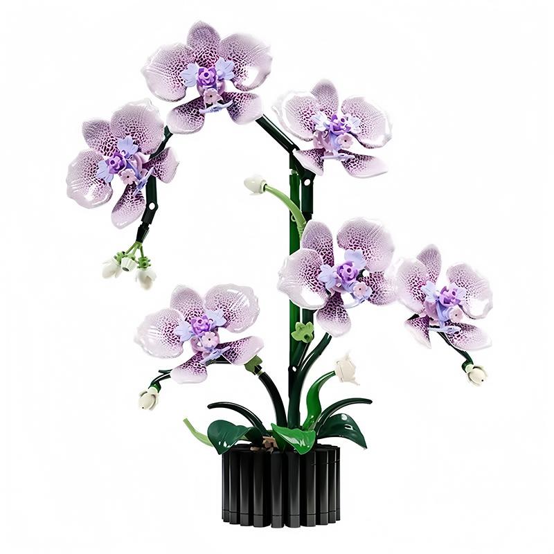619Pcs Orchid Flower Bouquet Vase Model Bricks Set New Idea Home Decoration Holiday Gifts Building Blocks Ornament