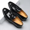 Мужские Модные Дизайнерские Лоферы с Кисточками из Кожи с Текстурой Крокодила, Мужские Повседневные Слипоны, Мужские Туфли для Вечеринки, Свадьбы, Уличные Балетки
