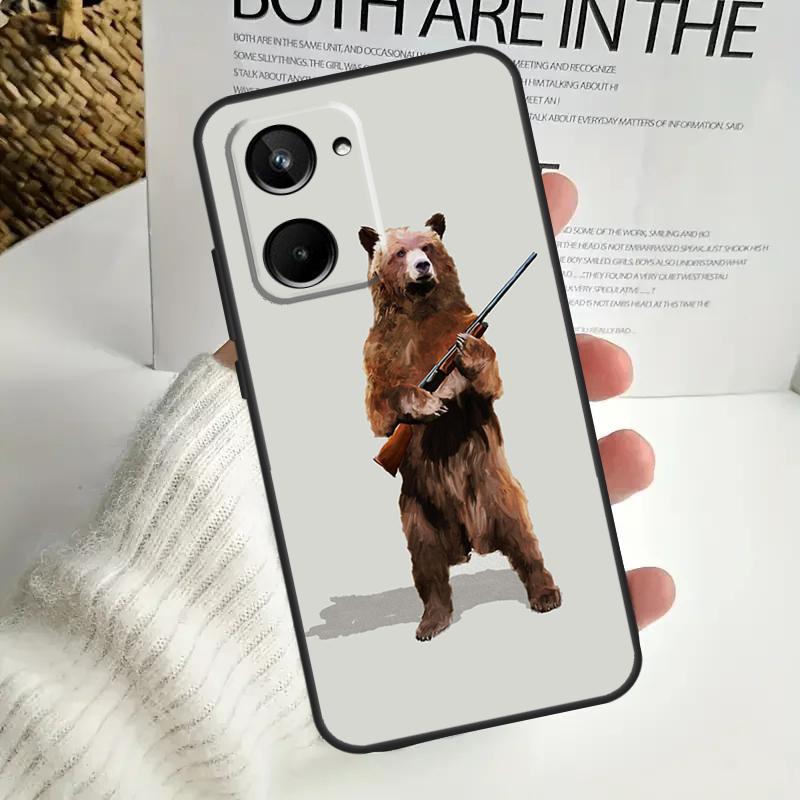 Cartoon Grizzly Bear Case For Realme C67 C55 C53 C51 C35 C33 C31 C30 C25s C21Y GT Neo 5 GT5 9 10 11 12 Pro Plus