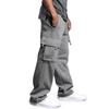 Мужские брюки весна-осень с множеством карманов, эластичный пояс на шнурке, широкие штанины