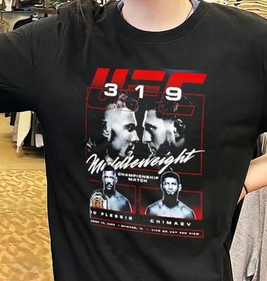 Футболка Du Plessis vs Chimaev Main Event UFC 319, Футболка MMA Fight Night, Подарок для фаната