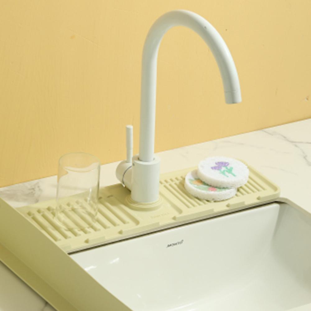 1 Silicone Faucet Drain Mat, Simple Solid Color Square Sink Anti-Splash Mat, For Kitchen, Bathroom Multi-Functional Drain Mat