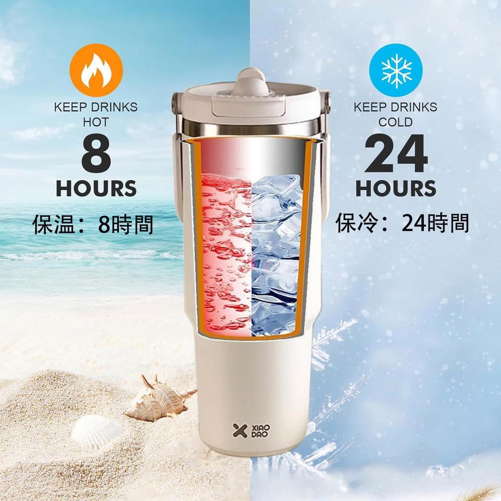 KONARO Large with Vacuum Keeps Hot or Stainless Steel Wide Direct Double White Tumbler, 600ml/900ml, Capacity, Straw, Lid, Insulated, Cold, Bottle,