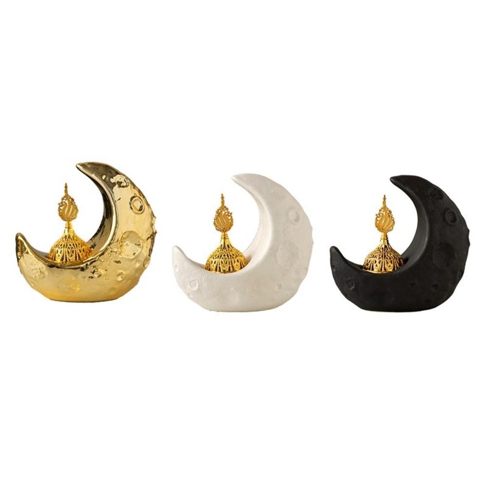 Ceramic Moon-Shaped Incense Burner Light Luxury Decorative Eastern Incense Holder Middle Eastern Style Aromatherapy Stove