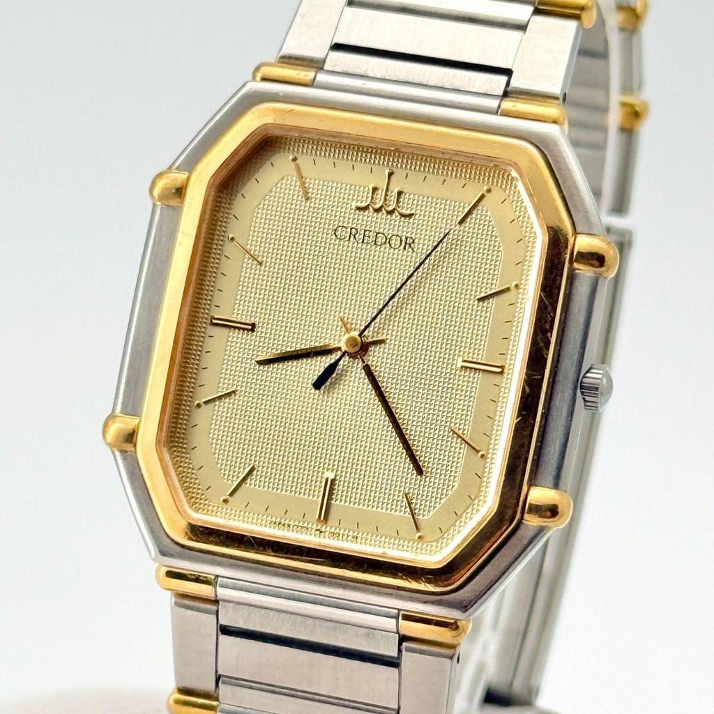 Used Seiko Credor SS+22KGP 7771-5011 Men's Women's Unisex New Battery Watch 289