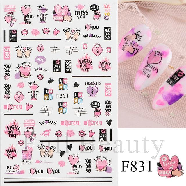 Nail Art Stickers, Romantic Valentine'S Day Love Cartoon Panda Love Adhesive Nail Stickers