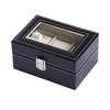 3 Grids PU Leather Watch Box Transparent Glass Window Watch Storage Display Case