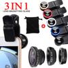 Fish Eye Lens 3in1 Universally 0.67X Wide Angle Zoom Fisheye Macro Lenses Camera Kits With Clip Lens For iPhone 16 Xiaomi Huawei