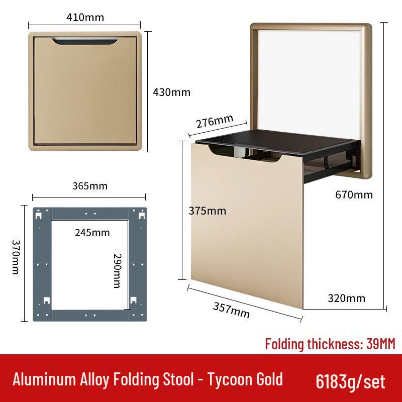 Настенный складной шкаф для обуви и табурет для прихожей или ванной комнаты