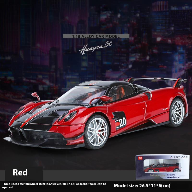 1/18 Модель спортивного автомобиля Pagani Huayra Cool из сплава, Имитация деталей интерьера, Крутое освещение и звуковые эффекты, Изысканные настольные украшения