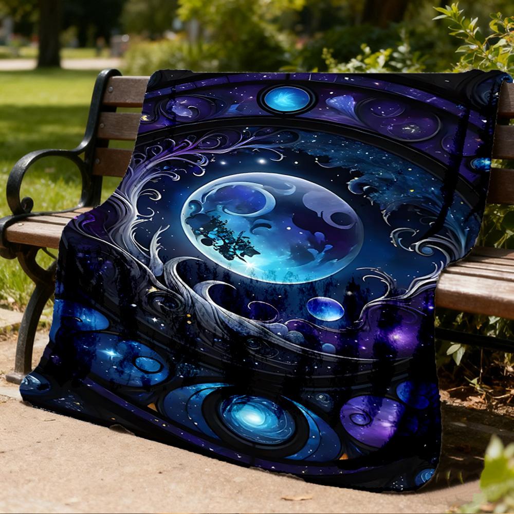 1pc Otter Mandala Print Outdoor Flannel Blanket, Cozy & Warm Soft Te Playful Design, Napping Camping,