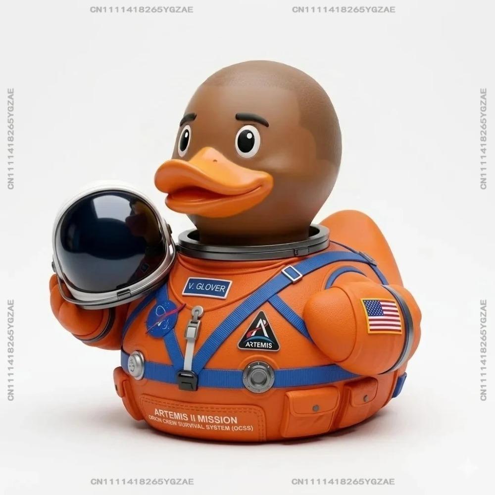 2026 Moon Launch Commemorative Astronaut Duck Sculpture,Top Gun 40th Anniversary Duck,Patriotic Military Duck Figurine for Desk Decor