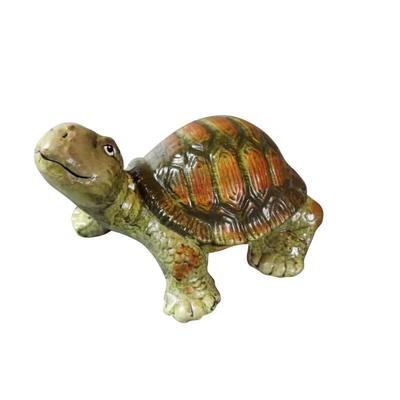 Green Ceramic Turtle - Decorative Figurine 11x16cm
